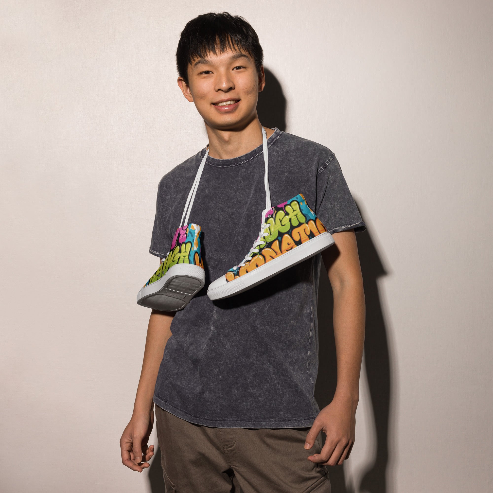 Live Laugh Loonatic - All Over - Men’s high top canvas shoes – Loonatic ...